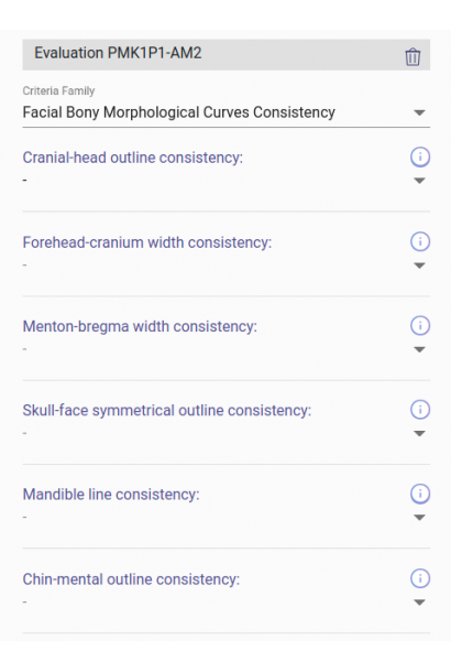 Criteria selector within a family (left)